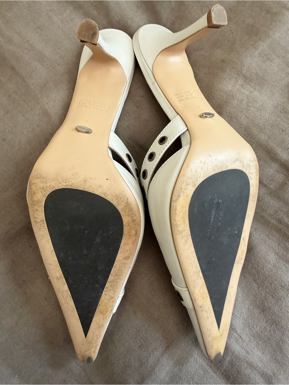Tony Bianco White Pointed Buckle Mules with Eyelet Detail - Picture 4 of 4